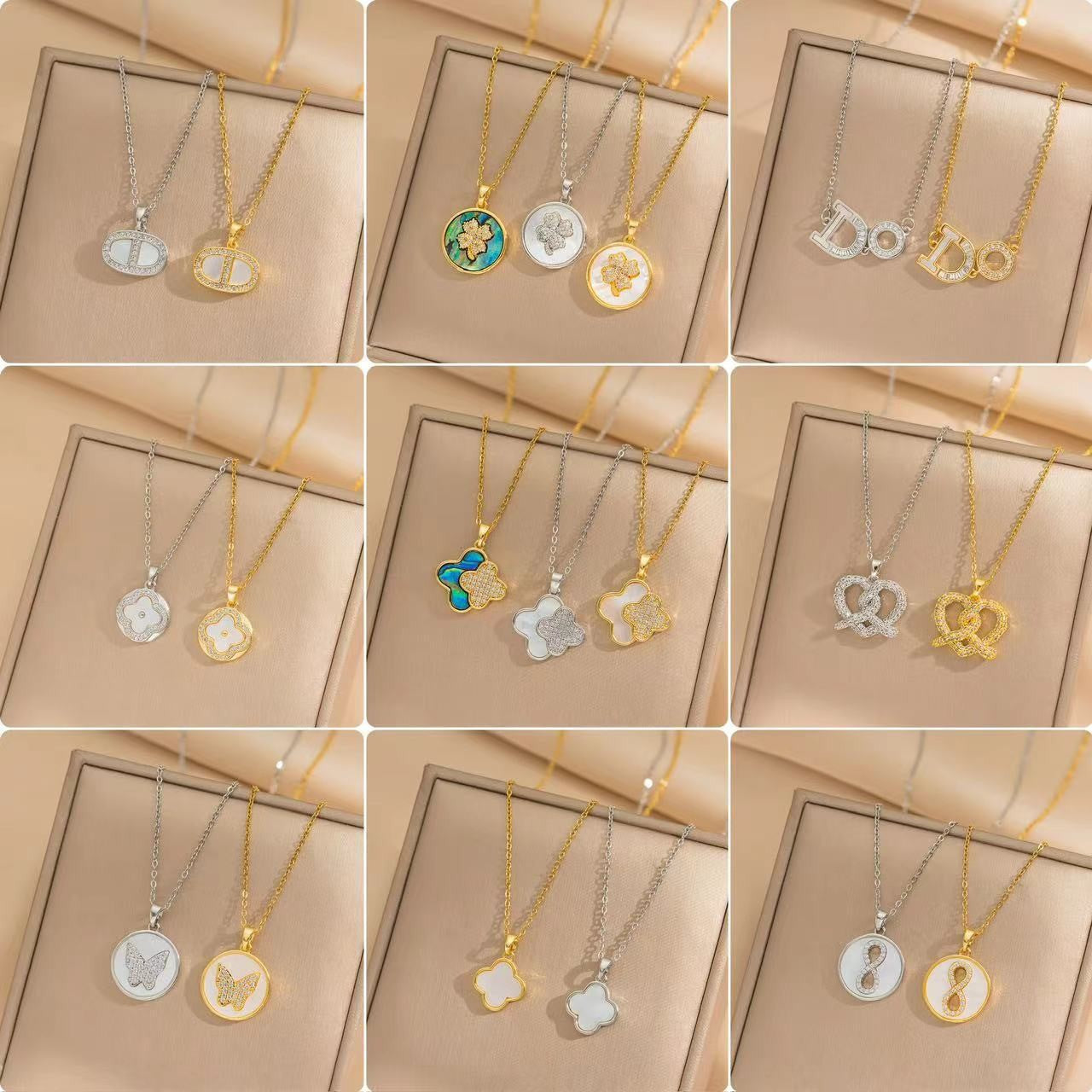 Minimalist Geometric Titanium Steel Necklace for Women with Gold Plating Locket Chain Fashion Accessory