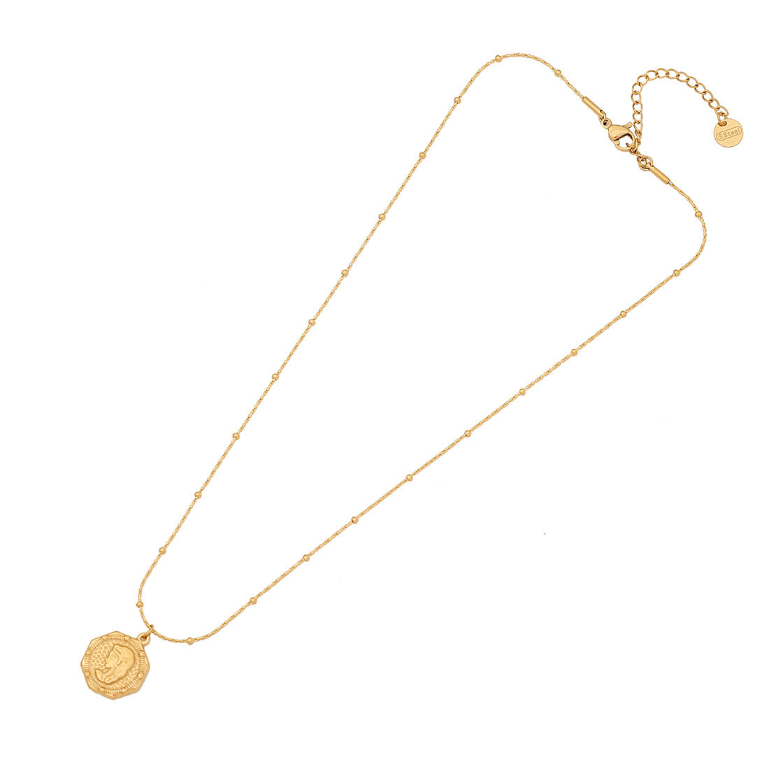 Collana con Ciondolo a Mano Rosa Geometrica Vintage in Acciaio Inossidabile con Design Ispirato ai Tarocchi