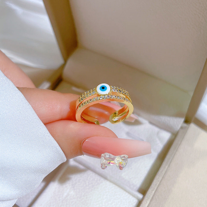 Minimalist Gold-Plated Brass Ring with Crown Shape and Zircon Inlay for Women