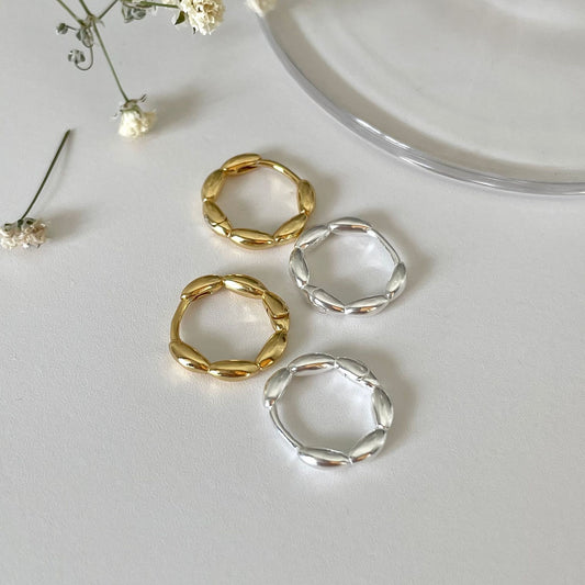 Orecchini a cerchio ovali con piante in argento sterling 925, design floreale, minimalista e grazioso
