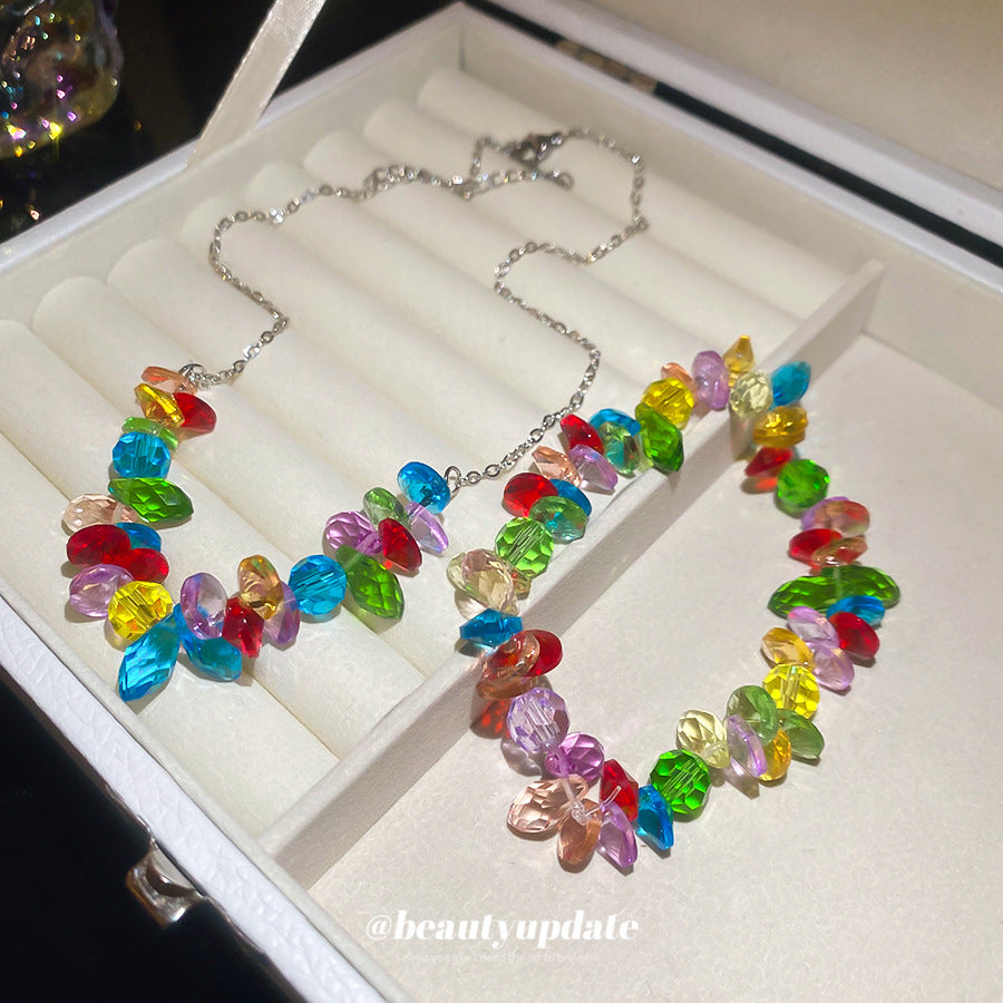 Set collana e bracciale da donna con cristallo a goccia Sweet Heart