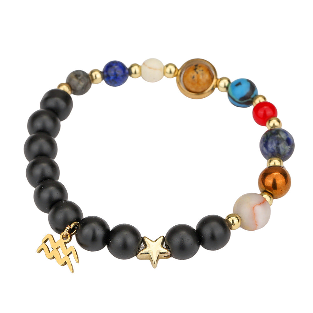 Constellation Geometric Stainless Steel and Alloy Beaded Bracelet with Natural Gemstone for Unisex