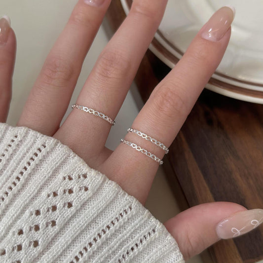 Minimalist Geometric Heart-Shaped 925 Sterling Silver Ring with Polished Finish for Women