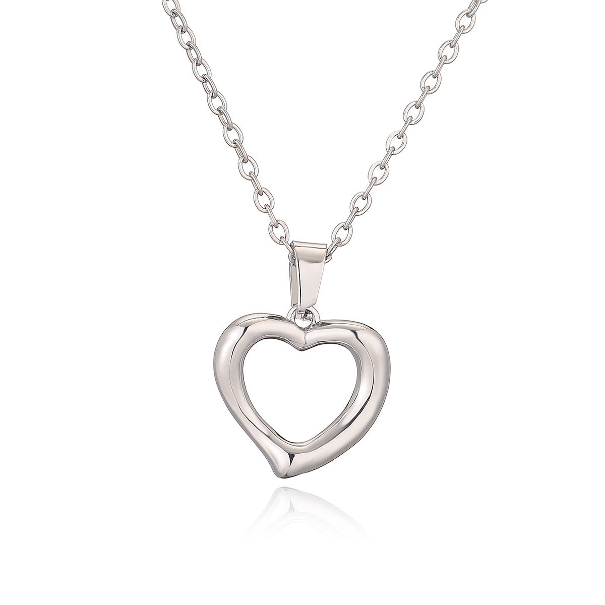 Minimalist Hollow Heart Pendant Necklace for Women Made of Copper with Geometric Design and Versatile Clavicle Chain Style