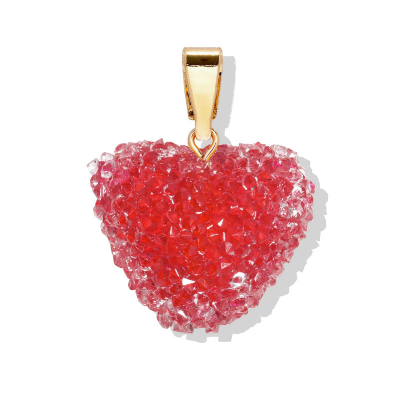 Colorful Heart Plated Stainless Steel Charm Bar Necklace for Women