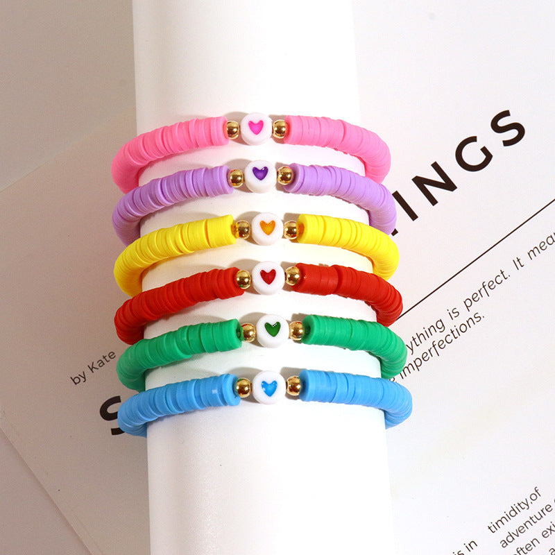 Bohemian Minimalist Heart Resin Bracelet Unisex Friendship Jewelry