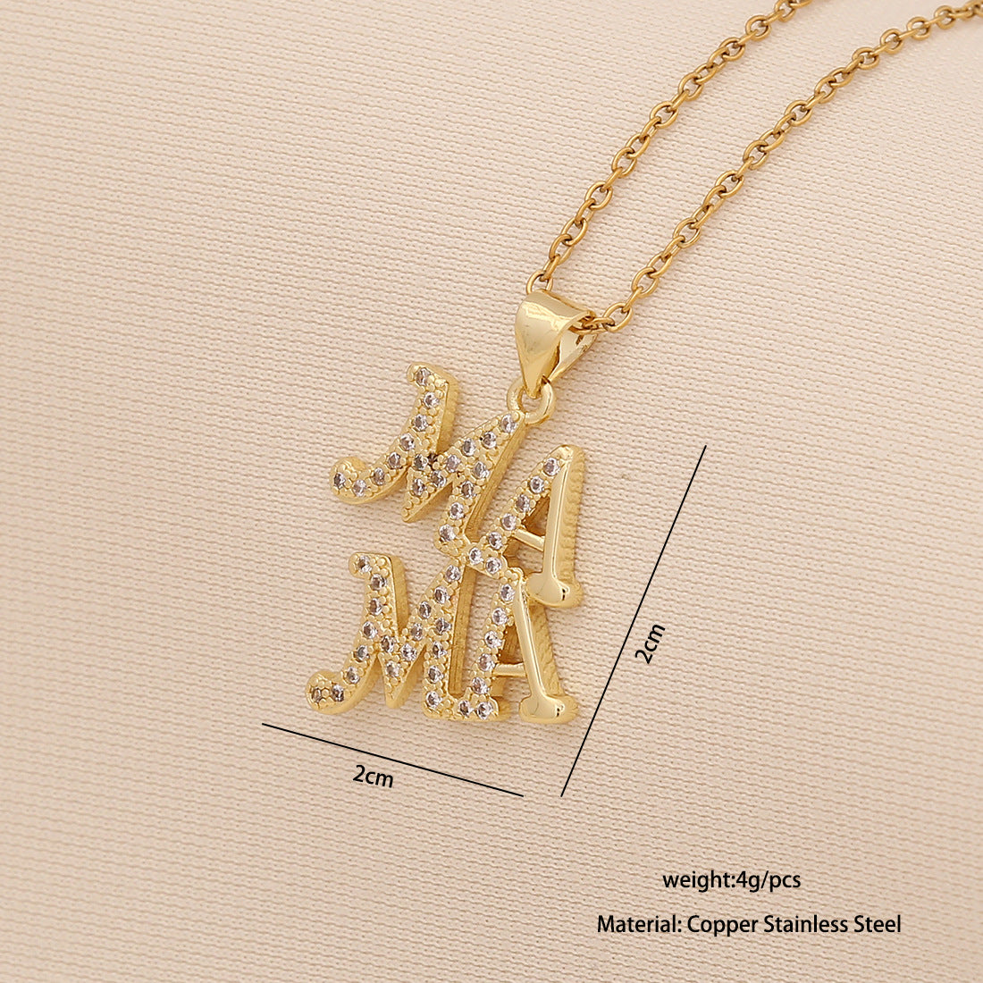 Minimalist Heart-Shaped Stainless Steel Necklace for Women with 'MOM' Letter Pendant and Delicate Clavicle Chain