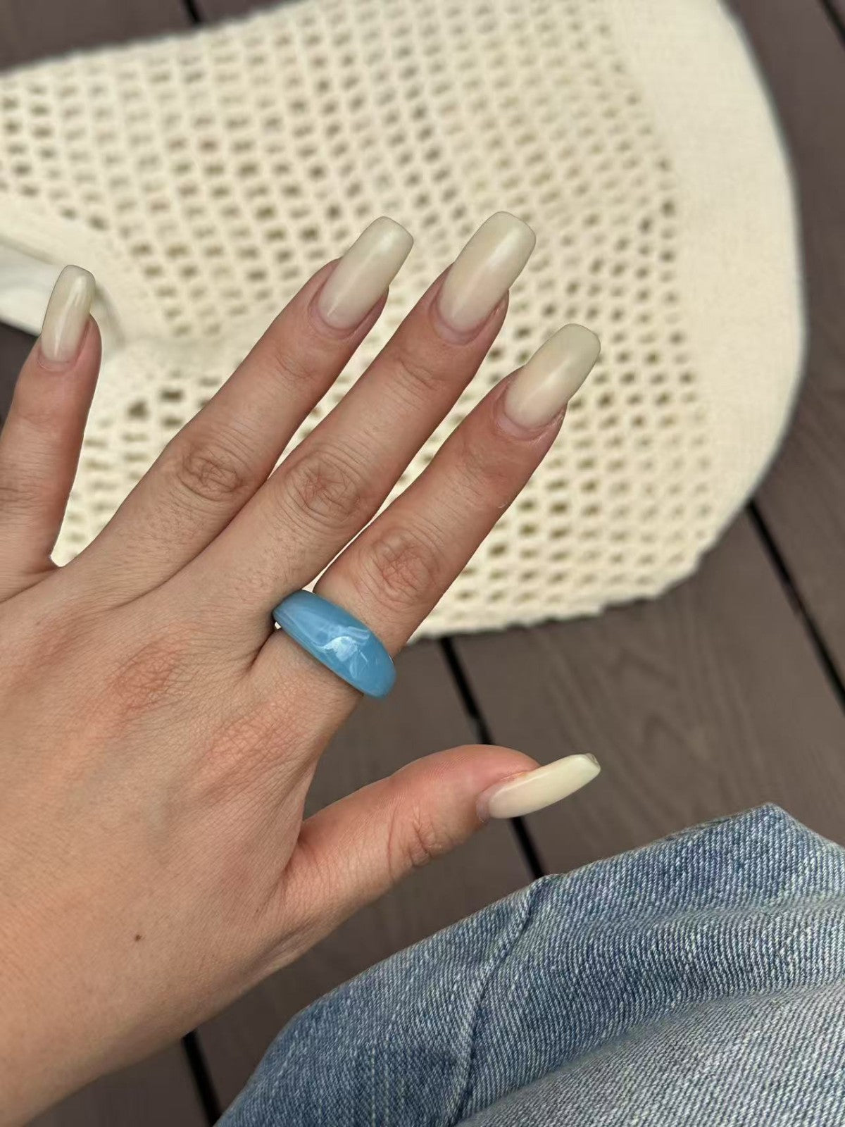 Vintage Casual Geometric Drip Oil Acrylic Ring