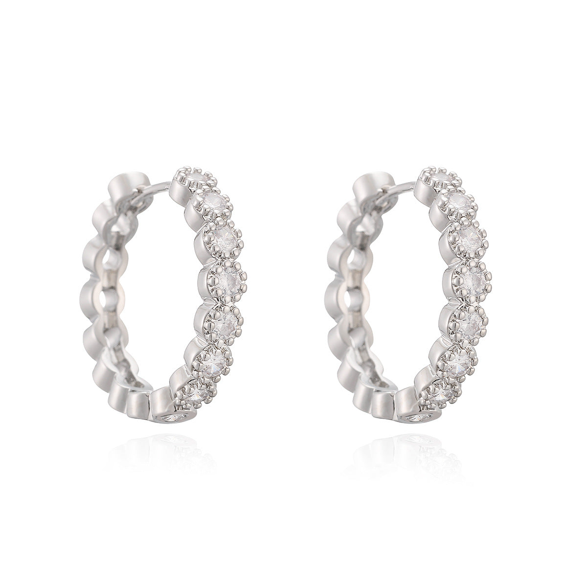 Minimalist Luxury Gold Plated Brass Geometric Hoop Earrings with Cubic Zirconia for Women