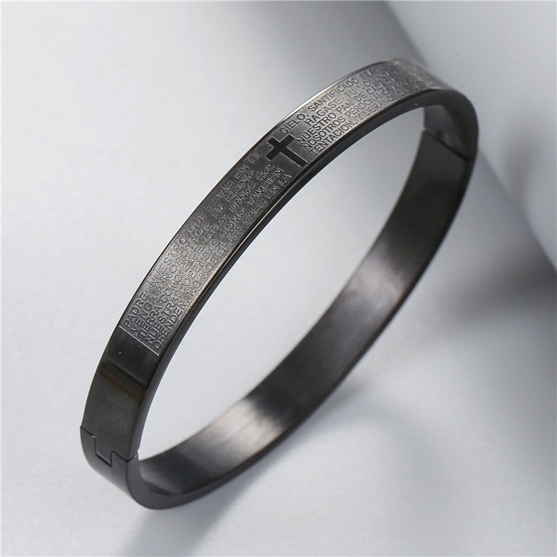 Punk Stainless Steel Plated Round Letter Bracelet