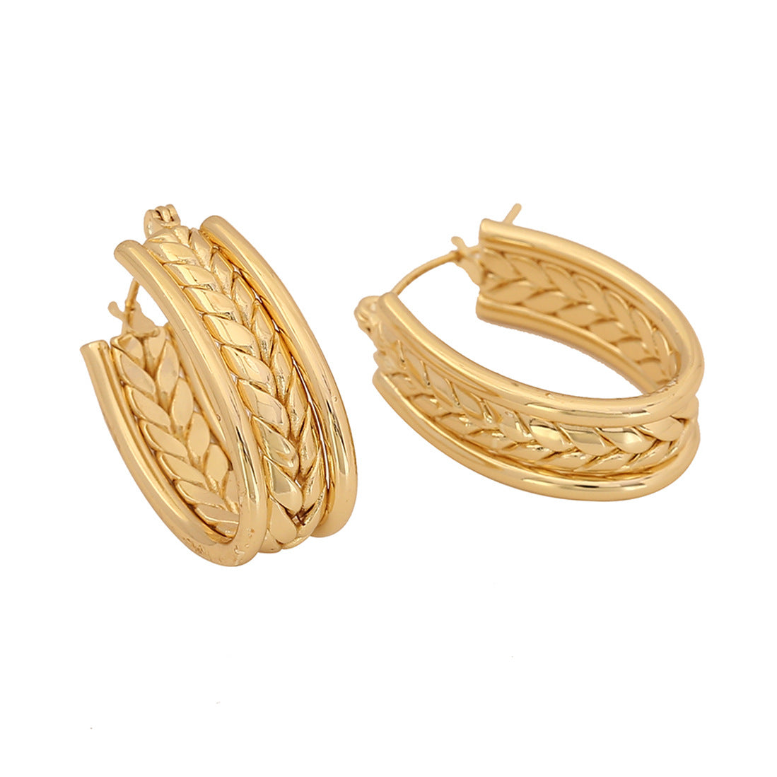 Minimalist Heart-Shaped Geometric Stainless Steel Hoop Earrings with Plated Finish