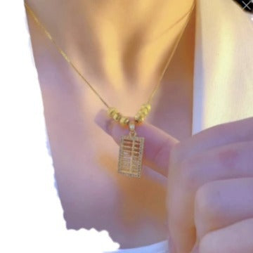 Original Design Irregular Abacus Pendant Necklace for Women Titanium Steel Plated Clavicle Chain Chinese Style Fashion Jewelry