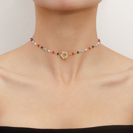 Collar de Dije Floral Minimalista de Aleación con Acabado Chapado Diseño Geométrico Corto para Mujer
