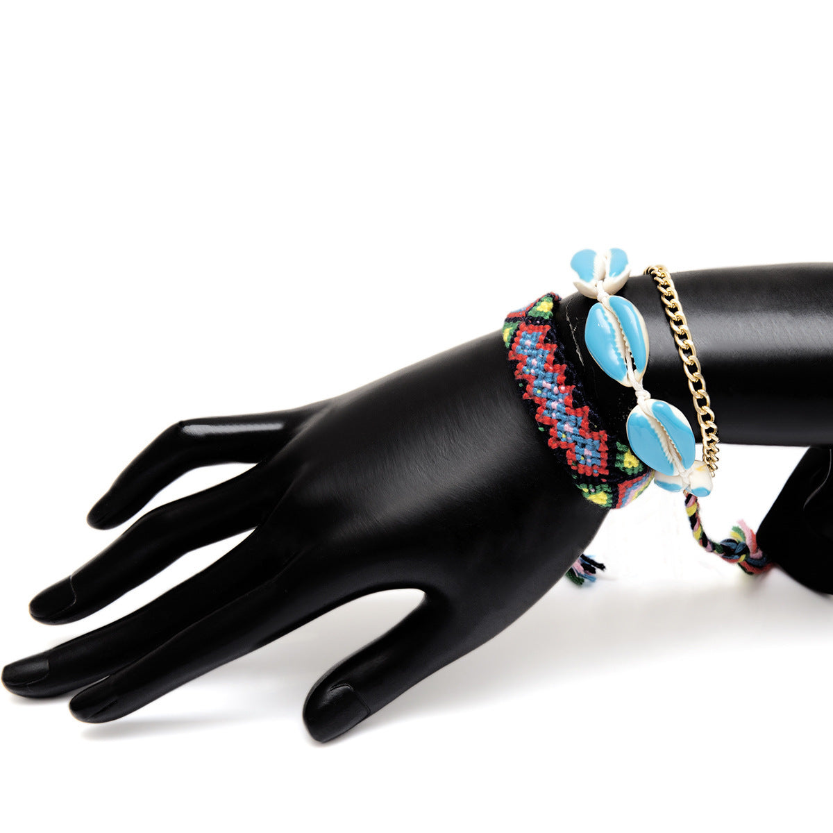 Bohemian Geometric Alloy Plated Drip Oil Shell Multi-layer Bracelet for Women