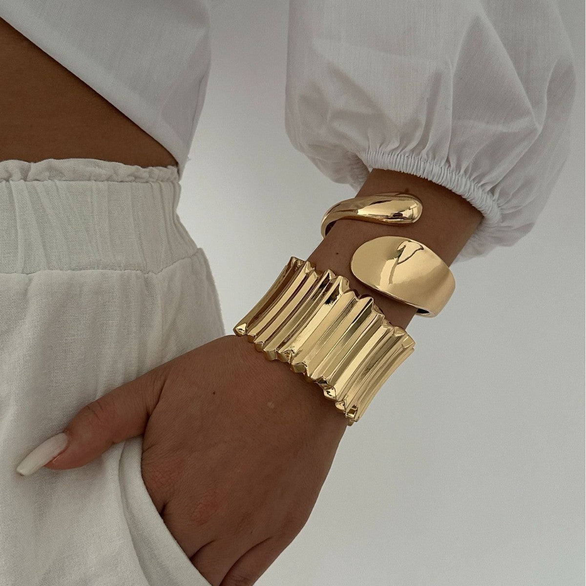 Fashion Geometric Gold Plated Alloy Open Adjustable Cuff Bracelet