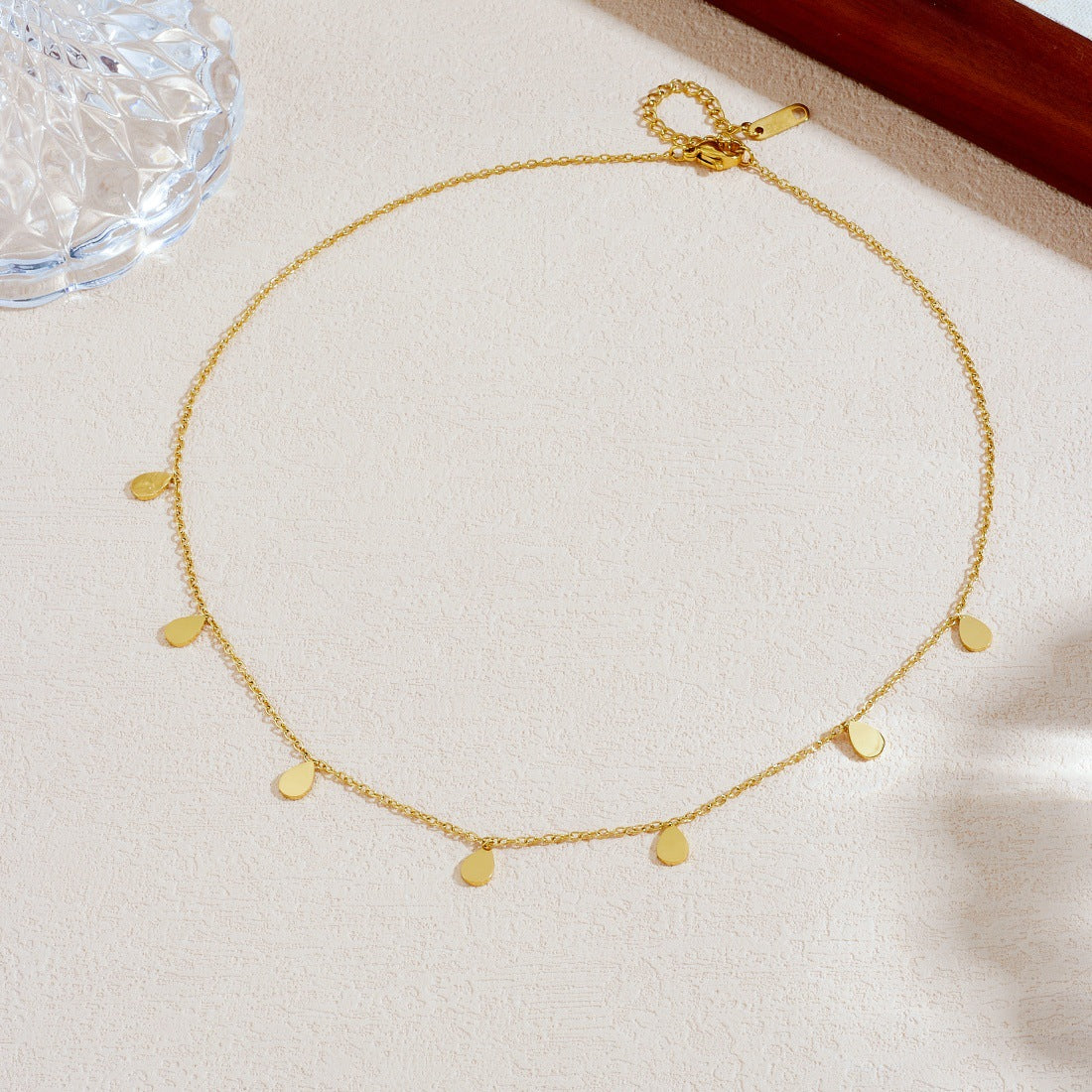 Minimalist Gold Plated Teardrop Stainless Steel Pendant Necklace for Women
