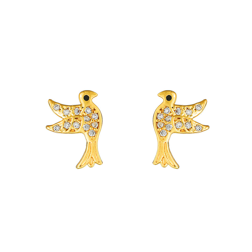 Streetwear Brass Inlaid with Cubic Zirconia Heart Cross Stud Earrings for Women