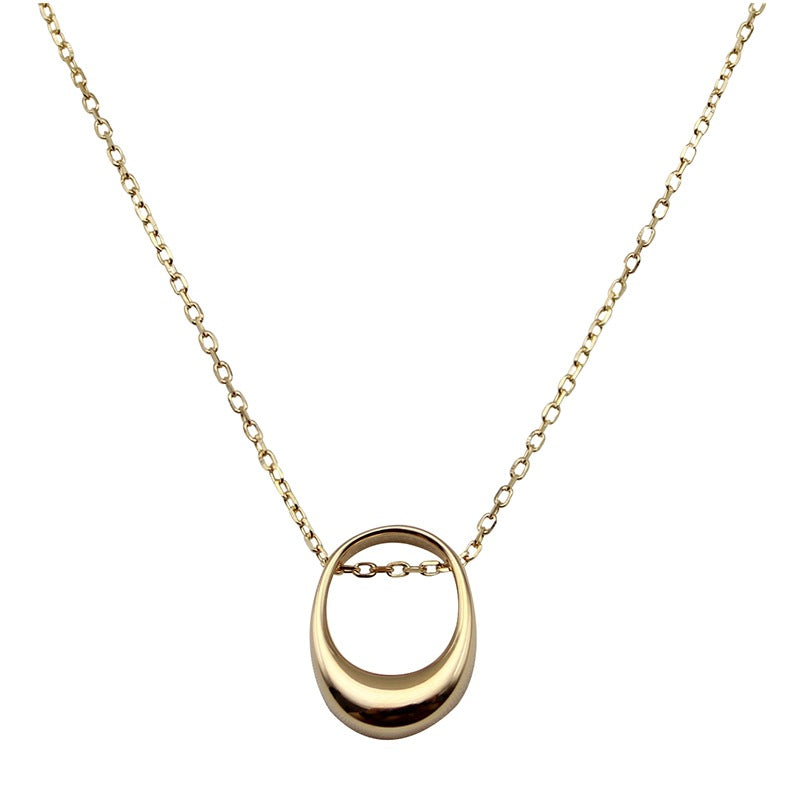 Minimalist Geometric Hollow Circle Pendant Necklace for Women Titanium Steel Plated Clavicle Chain