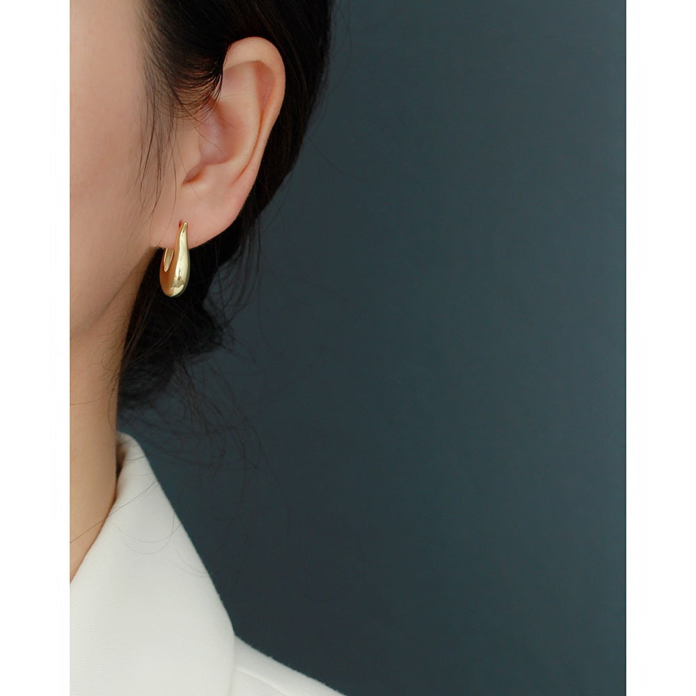 Minimalist Elegant 925 Sterling Silver Geometric Hoop Earrings
