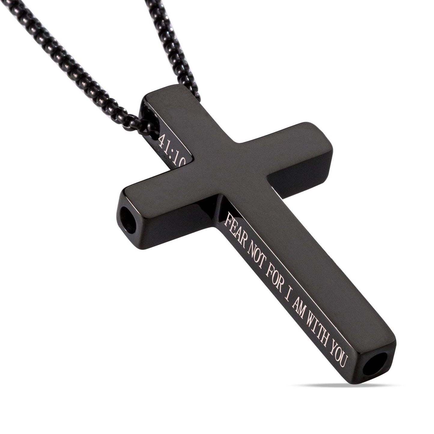 Stainless Steel Cross Pendant Necklace with Titanium Steel Charm for Aromatherapy Inhalation Stress Relief Mindfulness Breathing