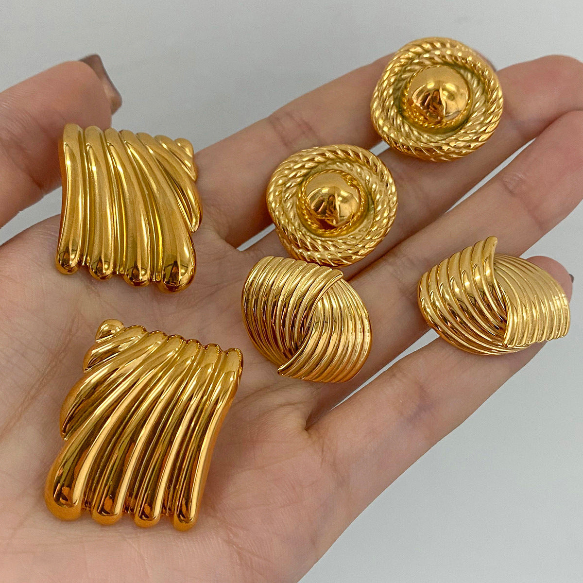 Orecchini a perno geometrici in acciaio inossidabile placcati per donna, alla moda e minimalisti