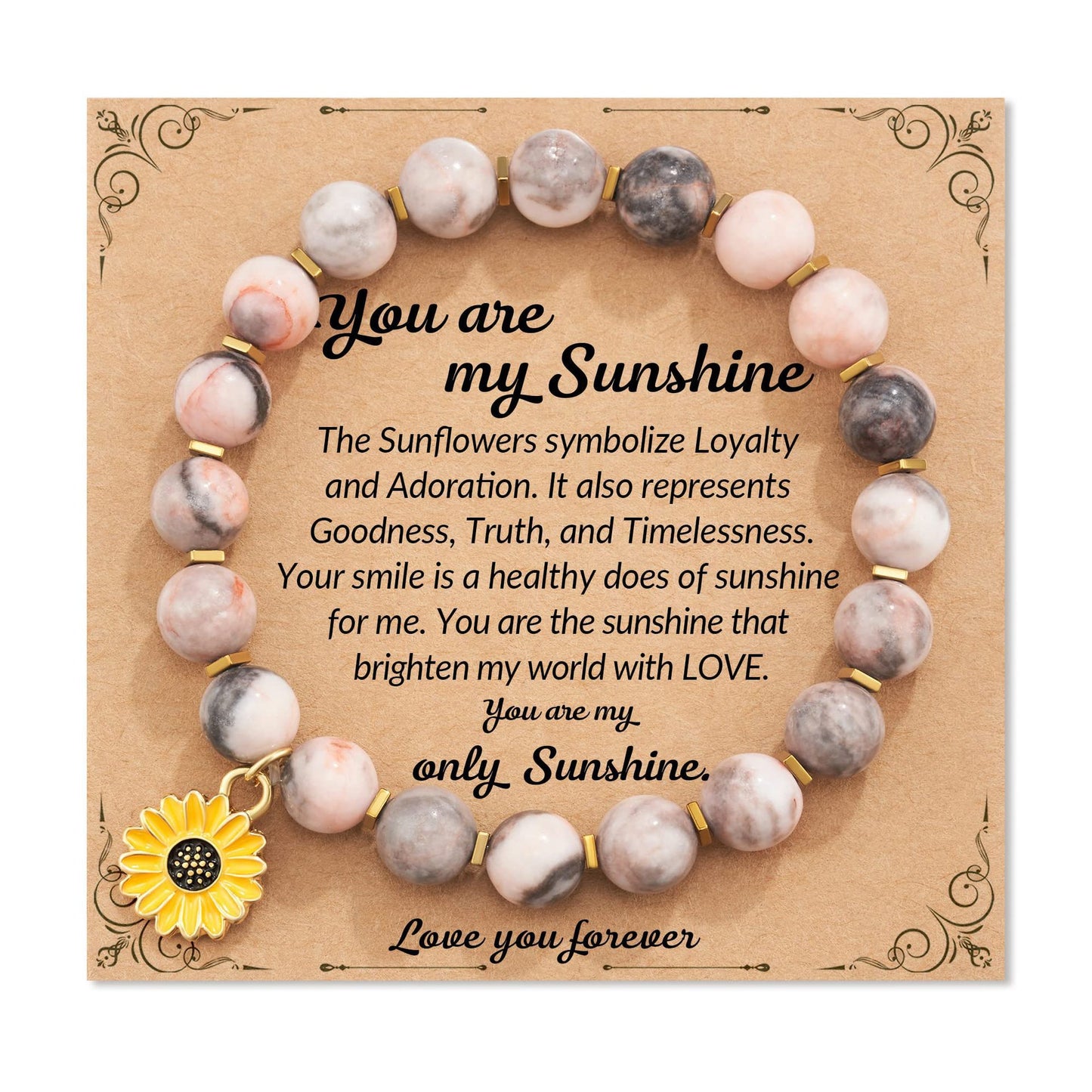 Sweet Geometric Sunflower Turquoise Pendant Stainless Steel Bracelet Unisex