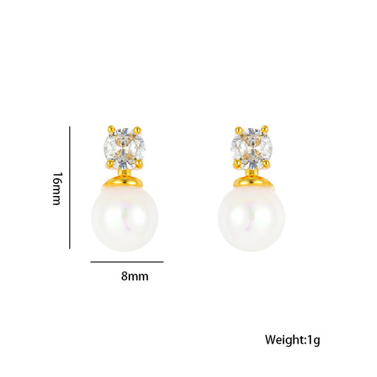 Collana Pendente Geometrica Minimalista con Guscio di Perla da Donna con Catena in Acciaio al Titanio e Finitura Placcata