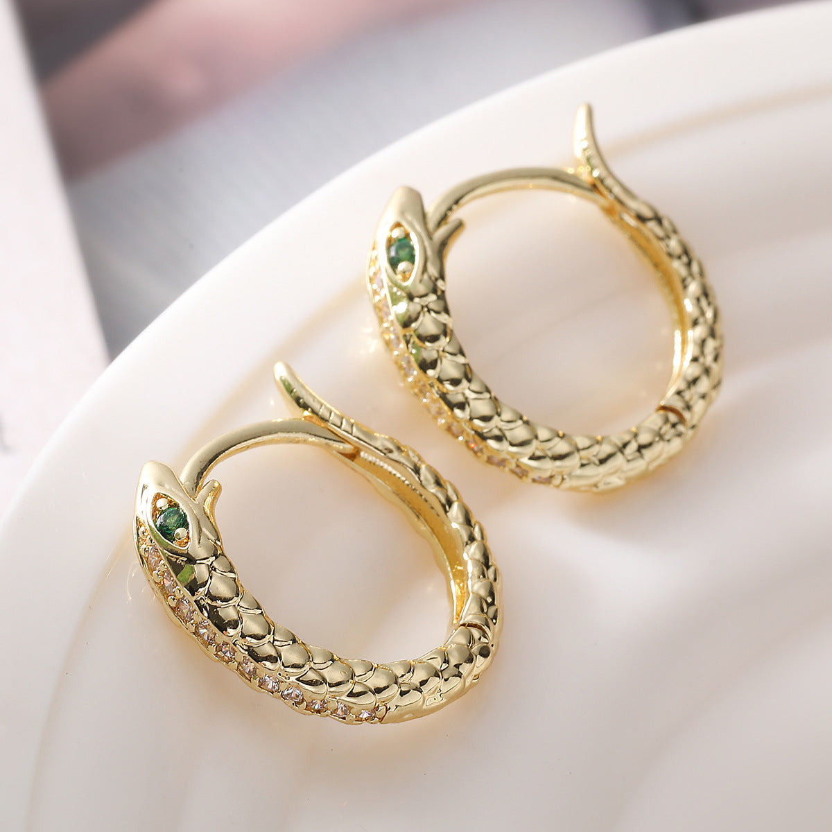 Minimalist Bohemian 18K Gold Plated Brass Geometric Cubic Zirconia Earrings for Women
