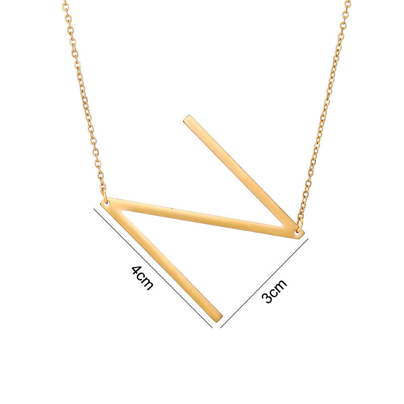 Collar Minimalista con Dije de Letra Chapado en Acero de Titanio para Mujer con Cadena de Eslabones Ajustable