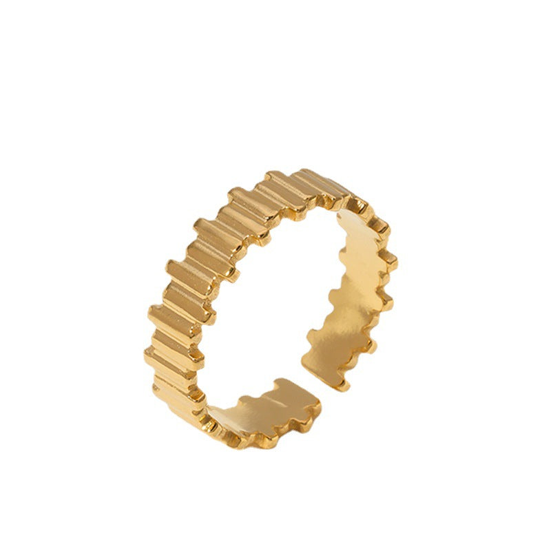 Minimalist Geometric Stainless Steel Open Ring for Women with Plated Finish Cold-Tone Fashion Ring