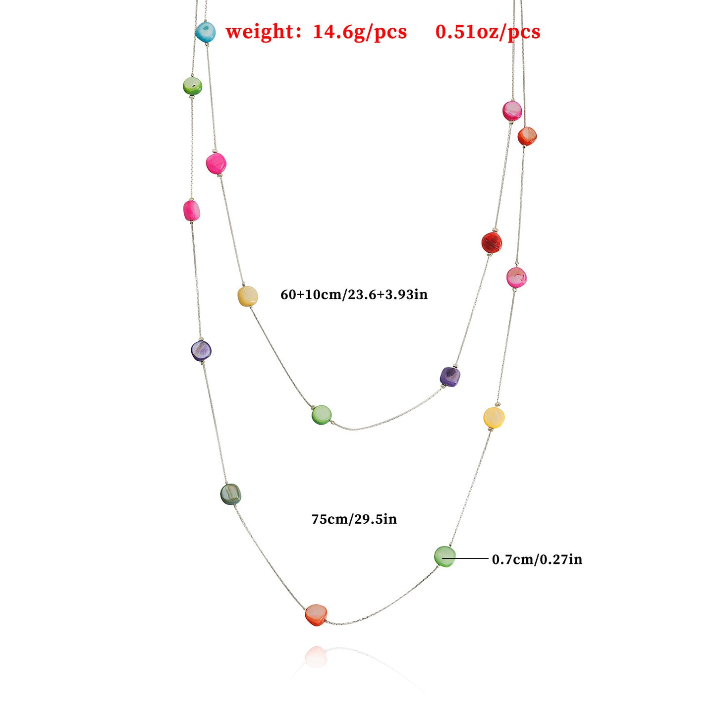 Geometric Long Layered Tassel Necklace for Women with Colored Zirconia on Alloy Base with Plated Finish