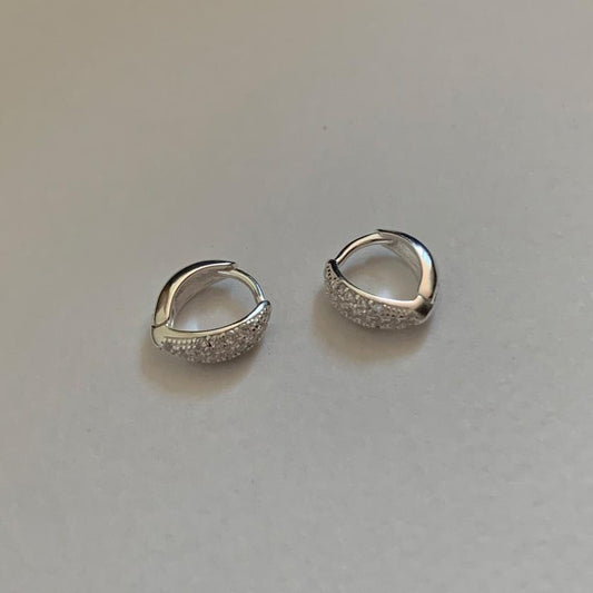 Minimalist Letter-Shaped 925 Sterling Silver Stud Earrings with Rhinestone Inlay, Hypoallergenic Post