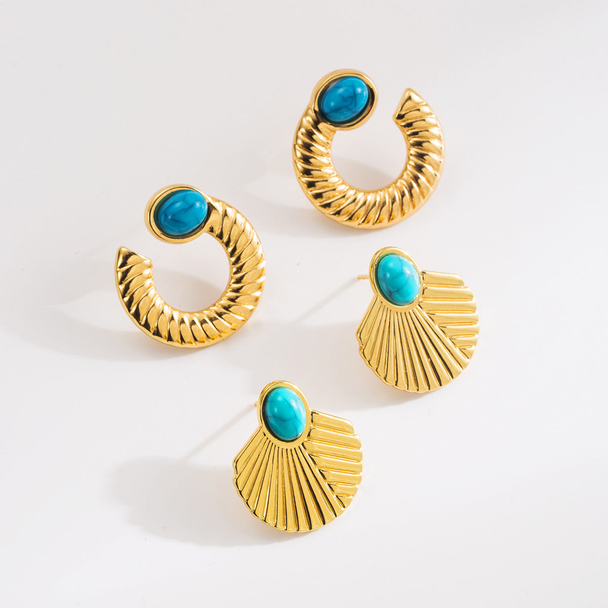 Vintage Geometric Stainless Steel Earrings with Plating Finish for Women