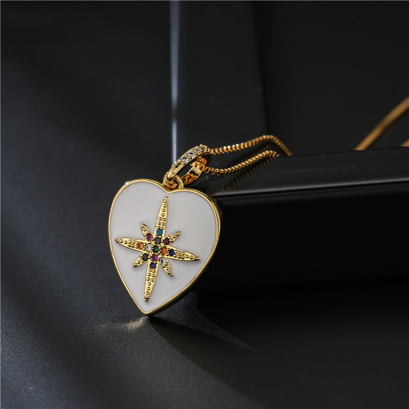 Geometric Drip Oil Gold Plated Brass Pendant Necklace with Box Chain