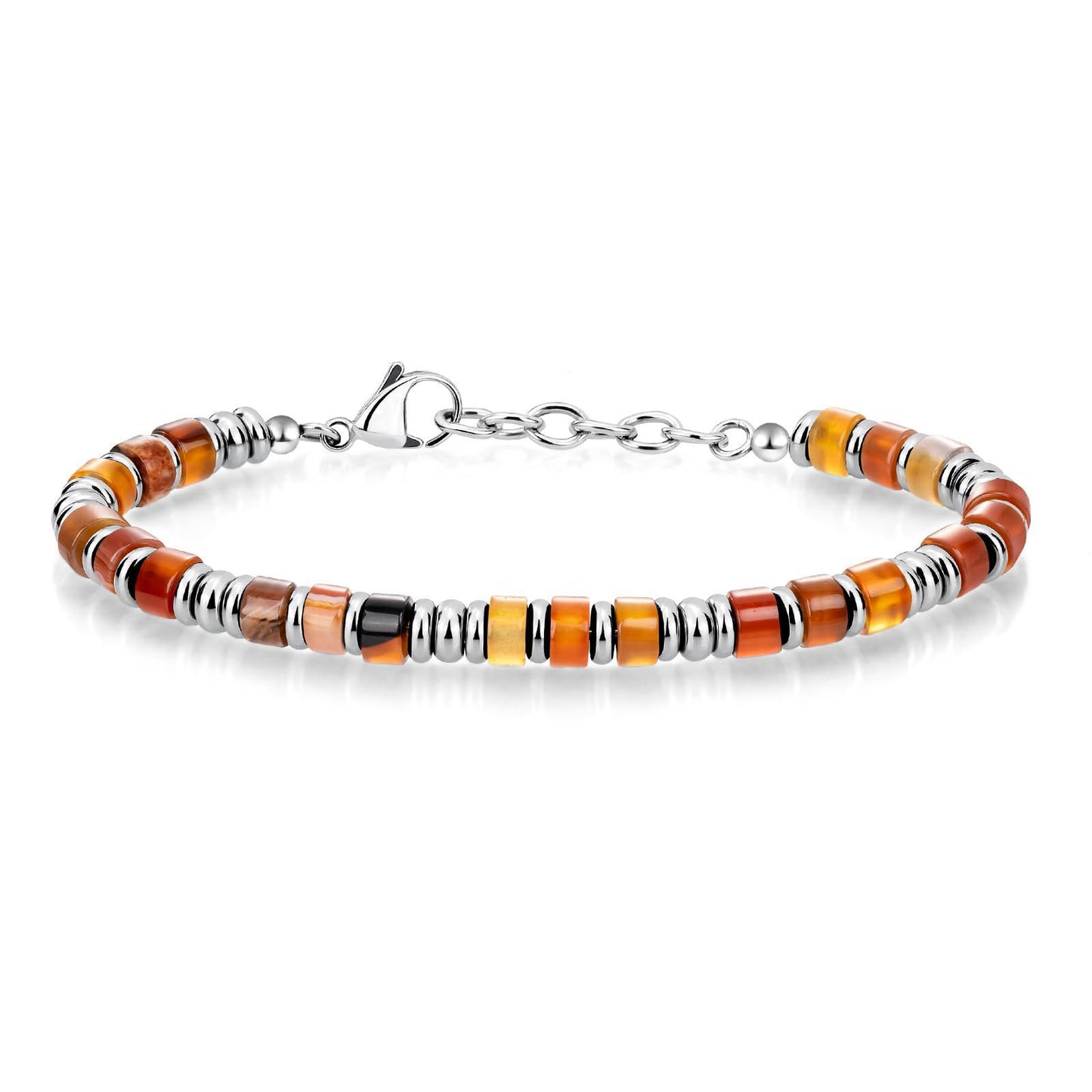 4mm Natural Obsidian Geometric Round Stainless Steel Bracelet Unisex