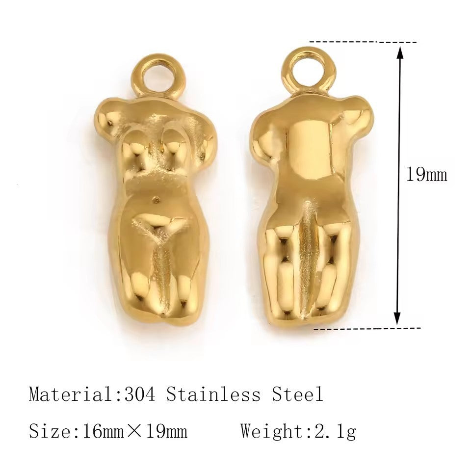 Vintage 18K Gold Plated Stainless Steel Fruit Pendant Charm Bar for Women