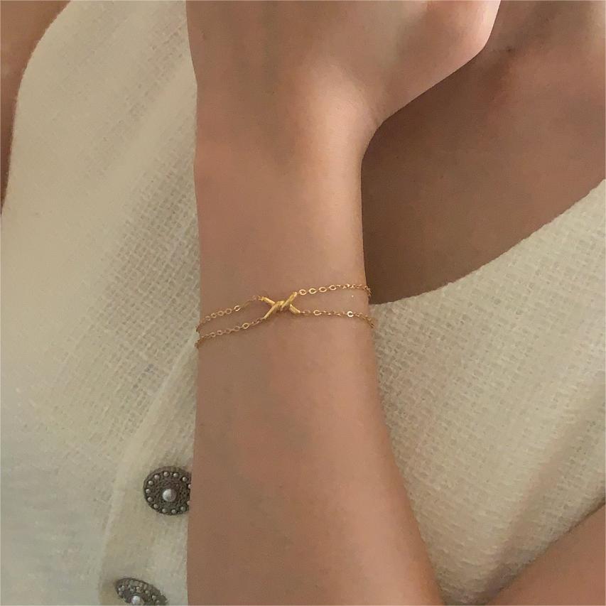 Pulsera de alambre trenzado geométrico minimalista de plata de ley 925 hecha a mano para mujer