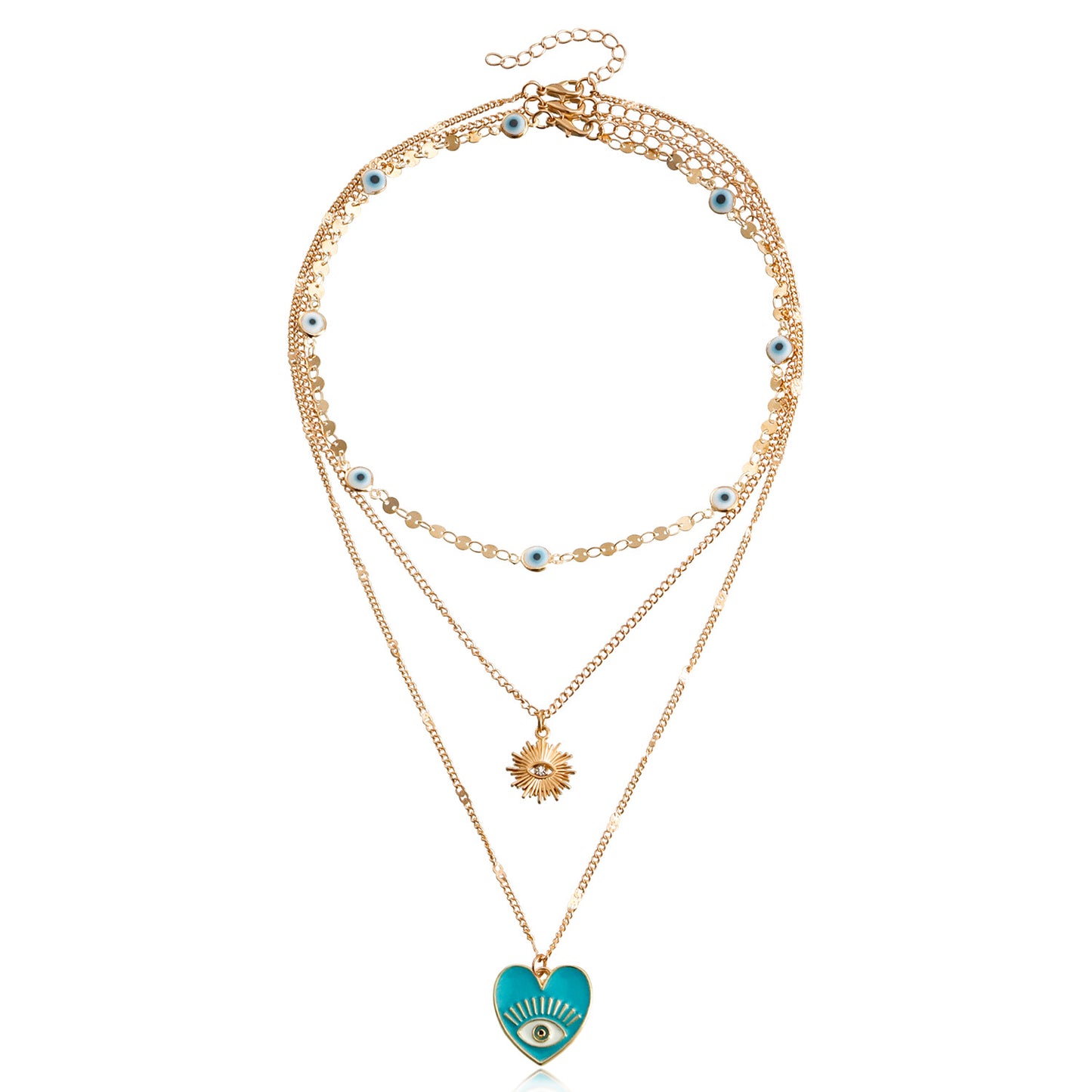 Minimalist Evil Eye Pendant Necklace for Women with Geometric Alloy Design and Plated Finish