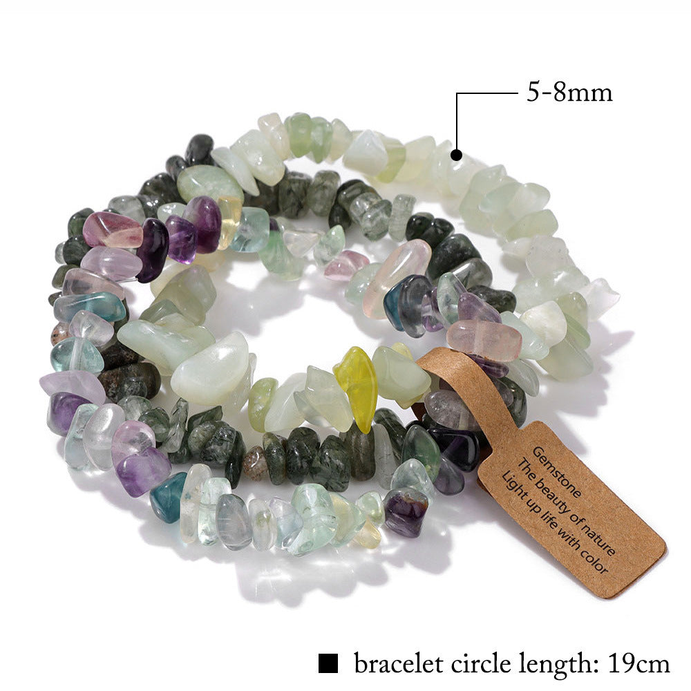 Vintage Geometric Gemstone Chip Beads Stretch Bracelet Set Unisex