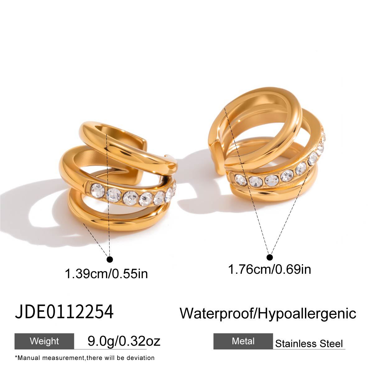 Minimalist Geometric Titanium Steel PVD Gold Plated Ear Cuff for Women