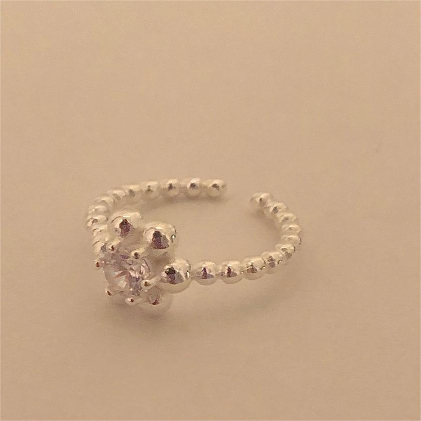 Minimalist Floral Heart-Shaped 925 Sterling Silver Ring with Prong-Set Cubic Zirconia for Women