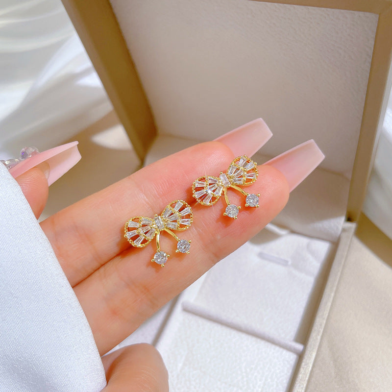 Luxury Titanium Steel Micro-Pave Butterfly Necklace and Earrings Set for Women Elegant Party Jewelry