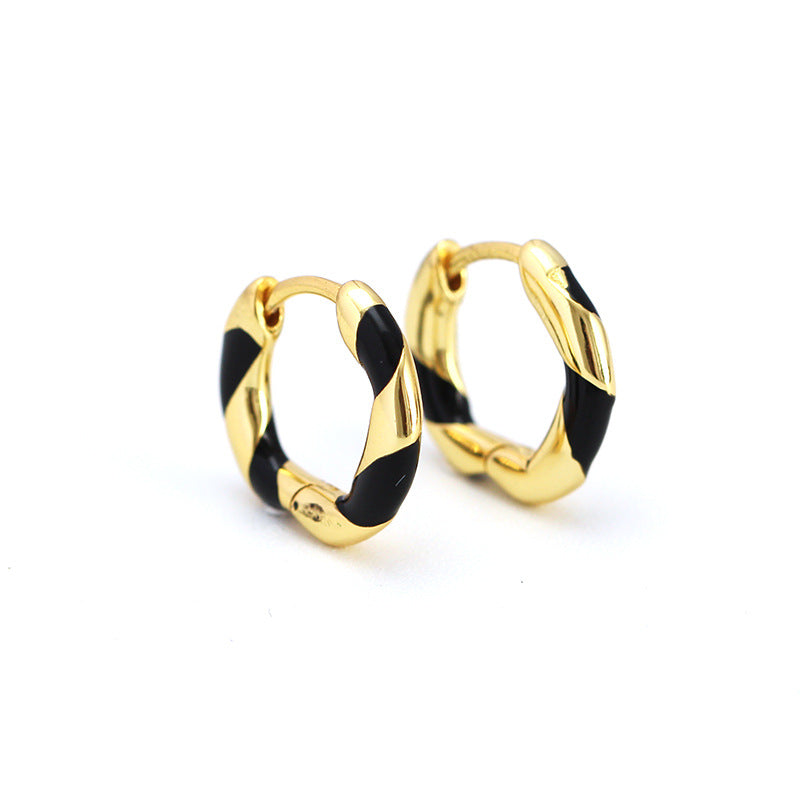 Orecchini a Cerchio da Donna in Argento Sterling 925, Smaltati a Olio a Spirale, Dolce, Colorati e Geometrici