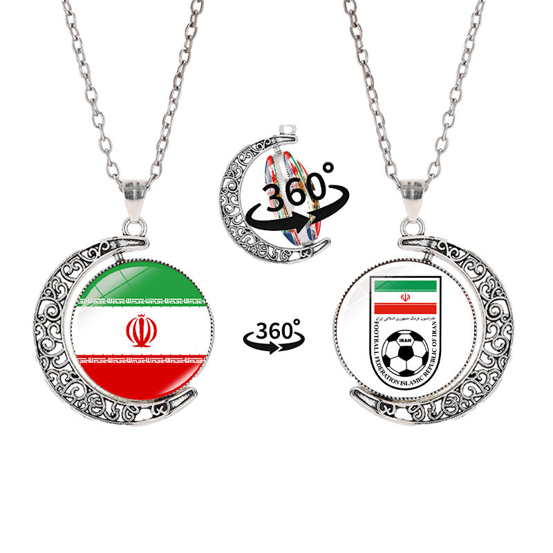Collana a pendente a mezzaluna geometrica sportiva in lega con finitura galvanizzata per abbigliamento casual unisex