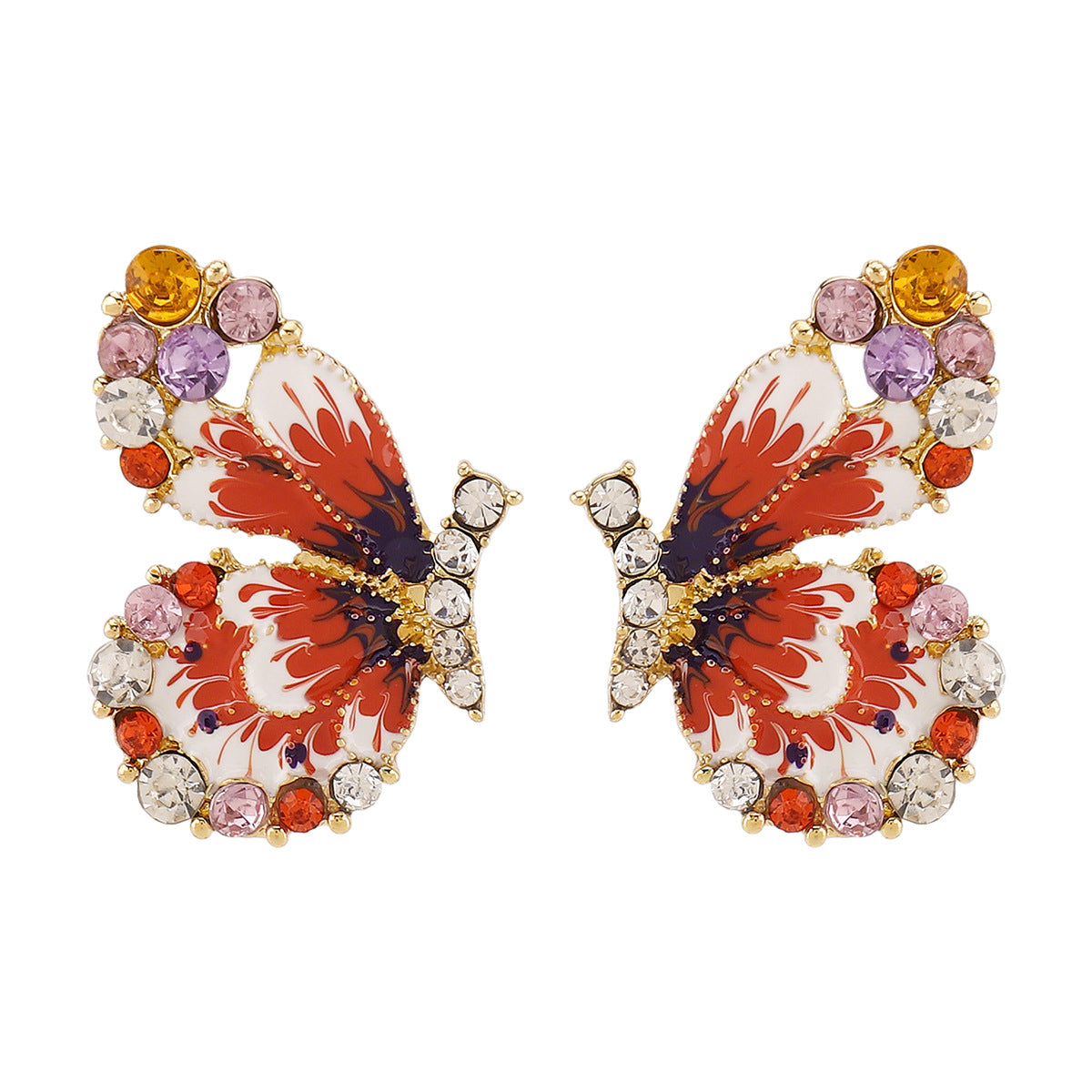Pendientes de esmalte con forma de insecto de inspiración vintage con pedrería y perlas simuladas para mujer