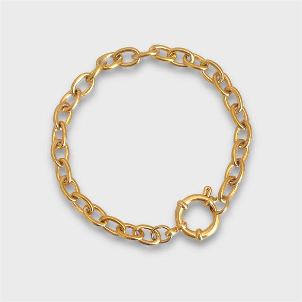Minimalist Geometric Round PVD Titanium Steel DIY Charm Bar Bracelet