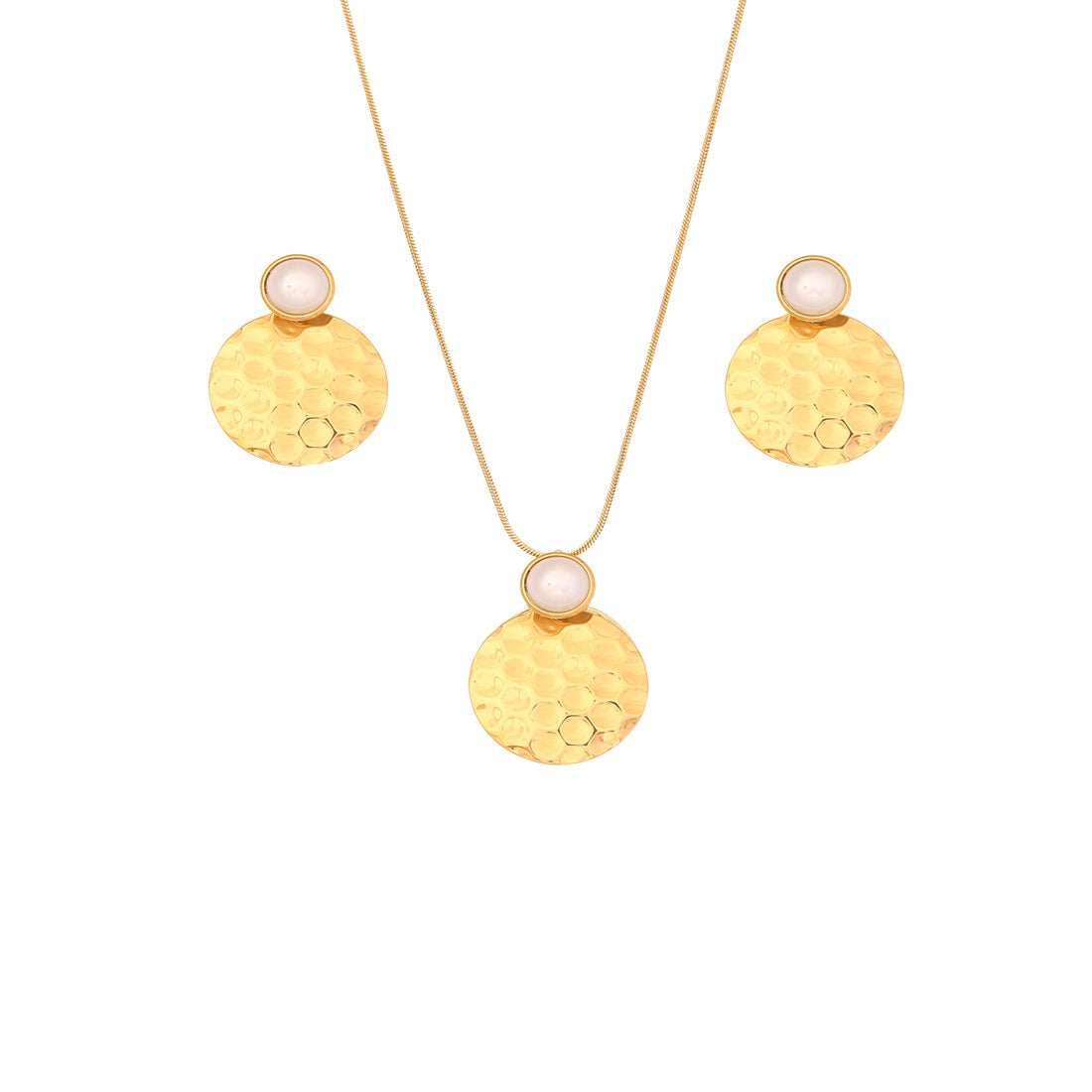 Conjunto de collar con colgante irregular geométrico con dije de flor de acero inoxidable y detalle de borla para mujer