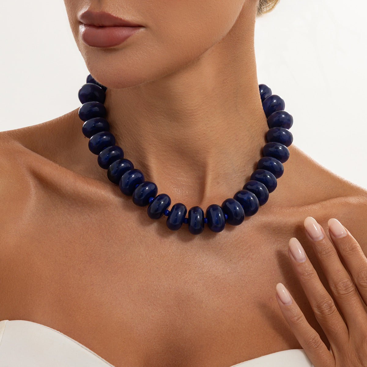 Bohemian Geometric Oval Gradient Resin Necklace for Women