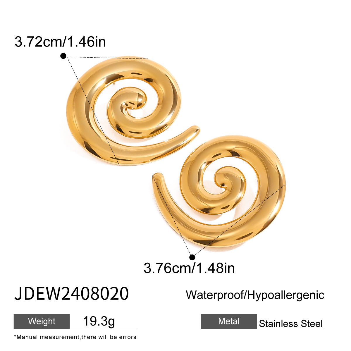 Minimalist Geometric Stainless Steel Earrings with 18K Gold Plating, Hypoallergenic Tungsten Steel Ear Studs for Women