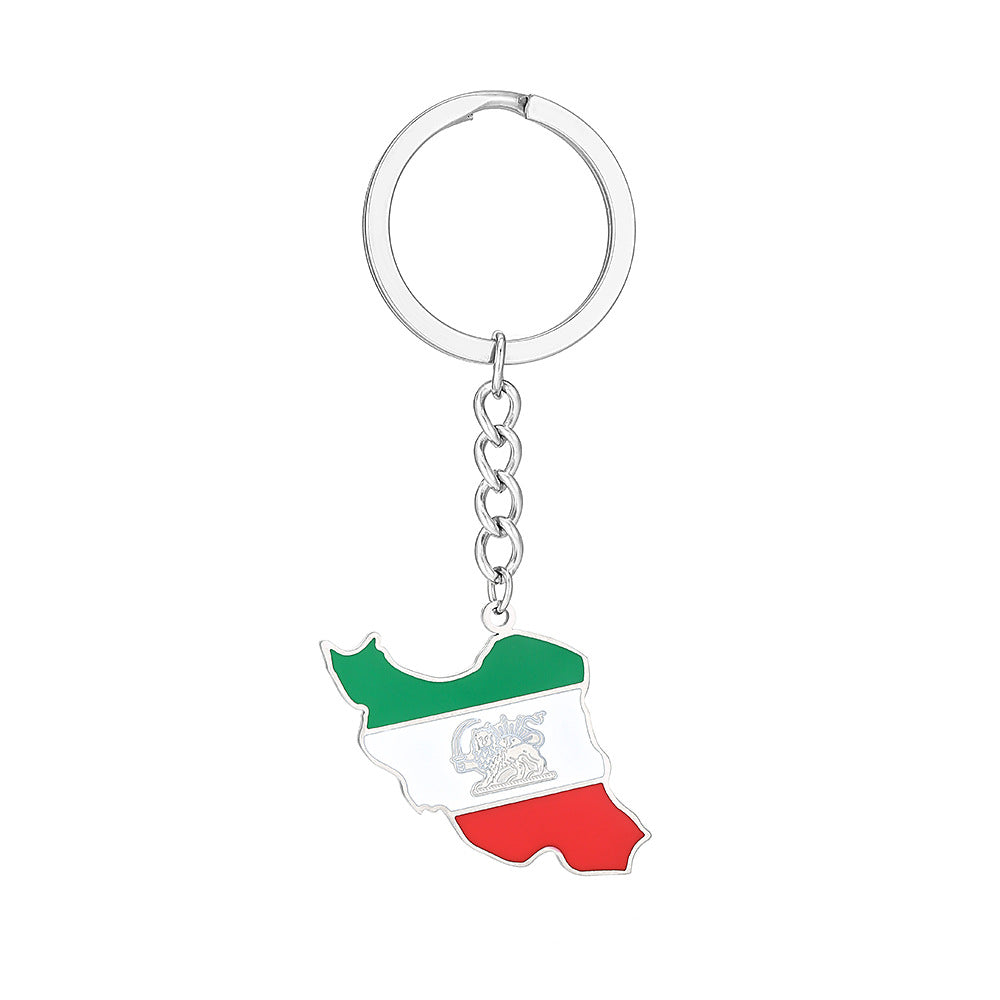 Llavero Colgante de Esmalte Iraní Estilo Étnico Vintage de Acero de Titanio para Hombres y Mujeres